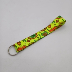 Cinta Llavero Fluor Impresa Doble Faz 30cm c/Argolla sin fin 20mm
