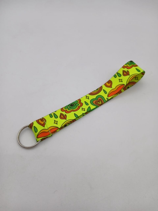 Cinta Llavero Fluor Impresa Doble Faz 30cm c/Argolla sin fin 20mm