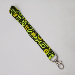 Cinta Llavero Fluor Impresa Doble Faz 45cm c/Mosquetón Gatillo Zamak 20mm