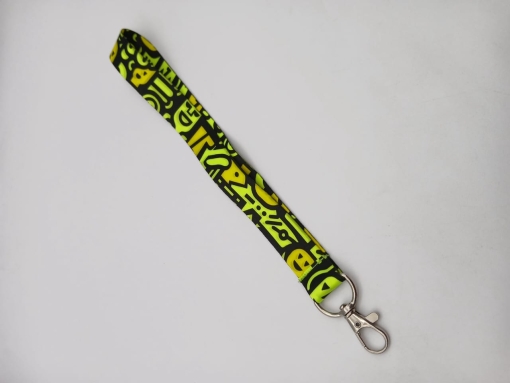 Cinta Llavero Fluor Impresa Doble Faz 45cm c/Mosquetón Gatillo Zamak 20mm