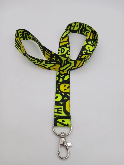 Cinta Fluor Impresa Doble Faz 90cm c/Mosquetón Gatillo Zamak 20mm