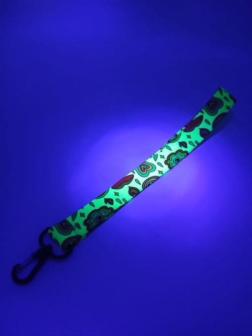 Cinta Llavero Fluor Impresa Doble Faz 45cm c/Mosquetón Anzuelo Plástico 20mm - Imagen 2