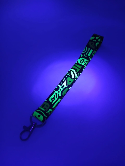 Cinta Llavero Fluor Impresa Doble Faz 45cm c/Mosquetón Gatillo Zamak 20mm - Imagen 2