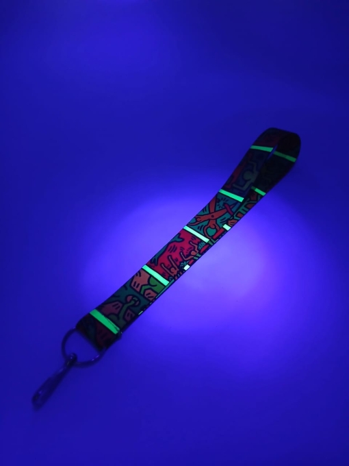 Cinta Llavero Fluor Impresa Doble Faz 45cm c/Argolla sin fin 20mm y Mosquetón Simple - Imagen 2