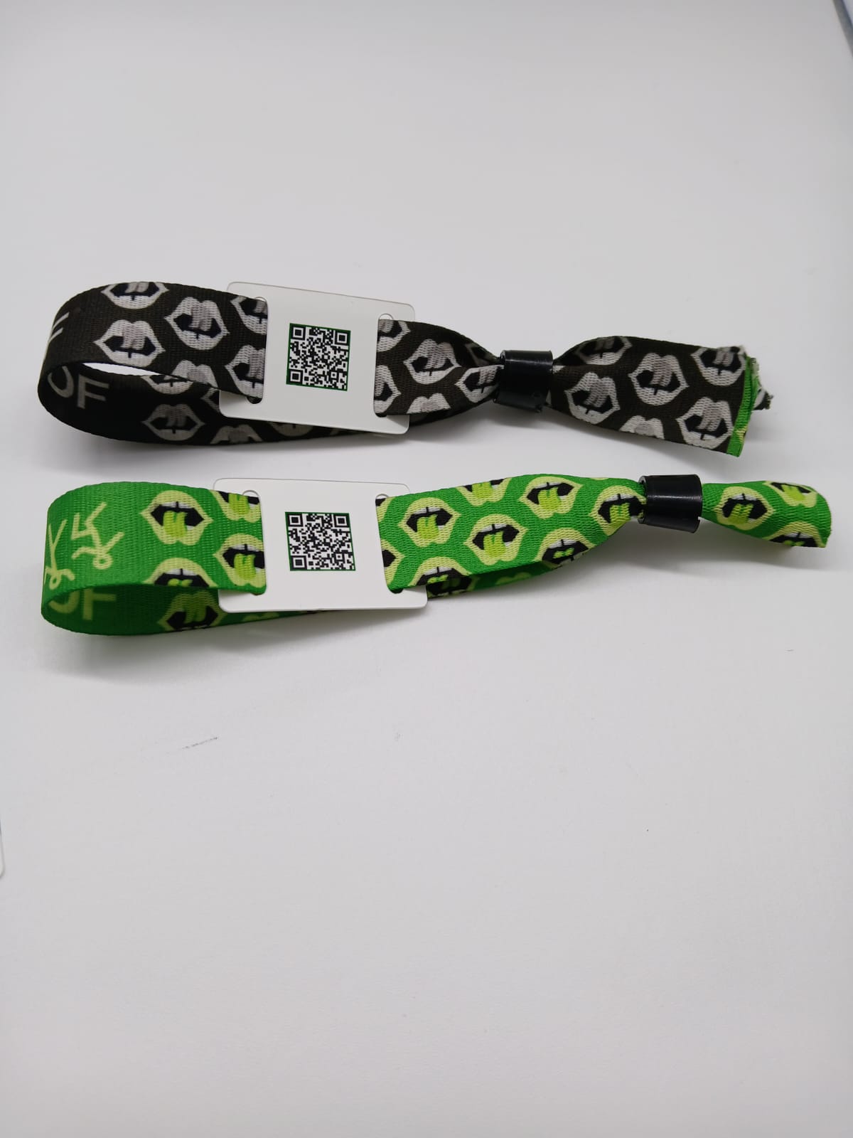 Pulsera Poliéster 30cm Impresa c/Tranca Seguridad + Tag QR